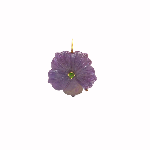 Amethyst Flower Emerald Charm