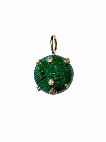 Malachite Half CZ Sphere