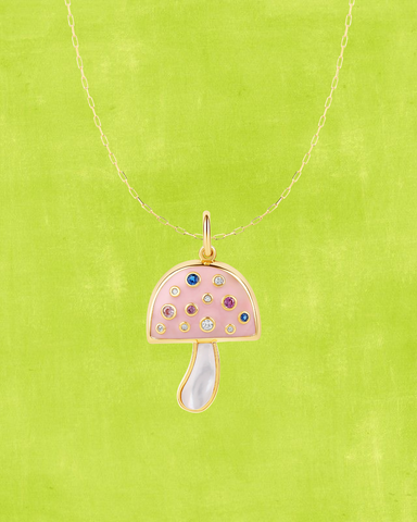 Bubblegum Pink Mushroom Necklace