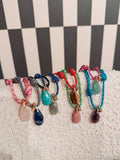 Rainbow Cord Gemstone & Heart Necklace