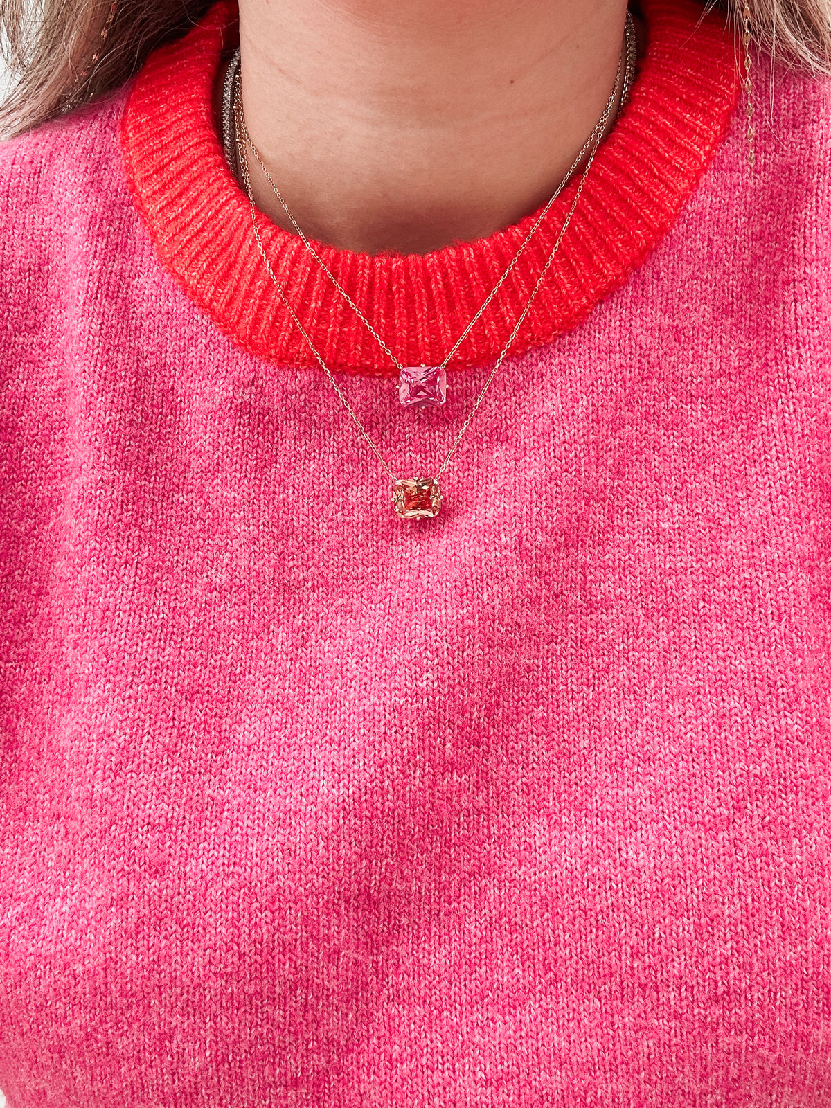 Bubblegum Pink Candy Gem Necklace