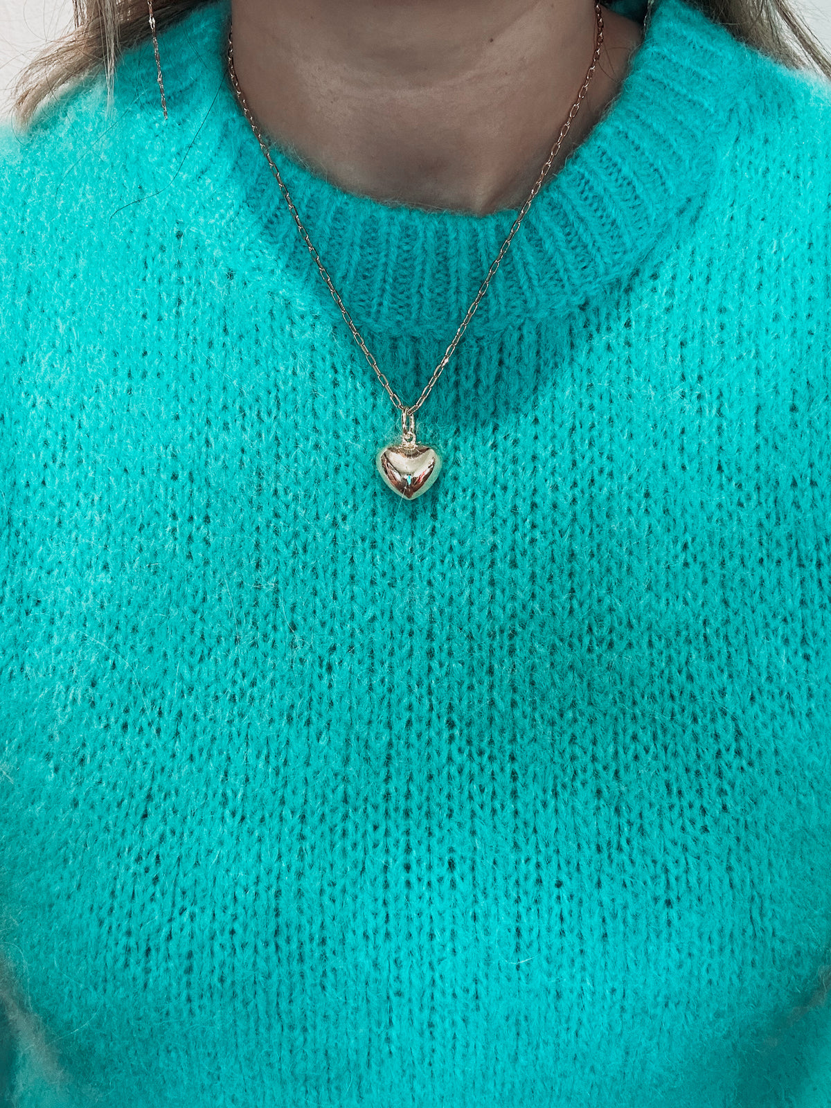 Mini Puffy Heart Paperclip Necklace