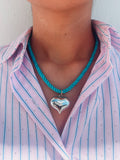 Blue Raspberry Candy Rope Heart Necklace