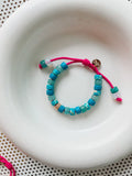 Turquesa Waters Ombré Bracelet on Hot Pink Cord