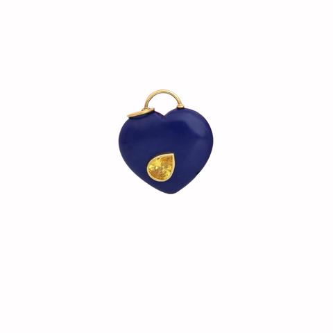 Lapis Lazuli Heart with Yellow CZ