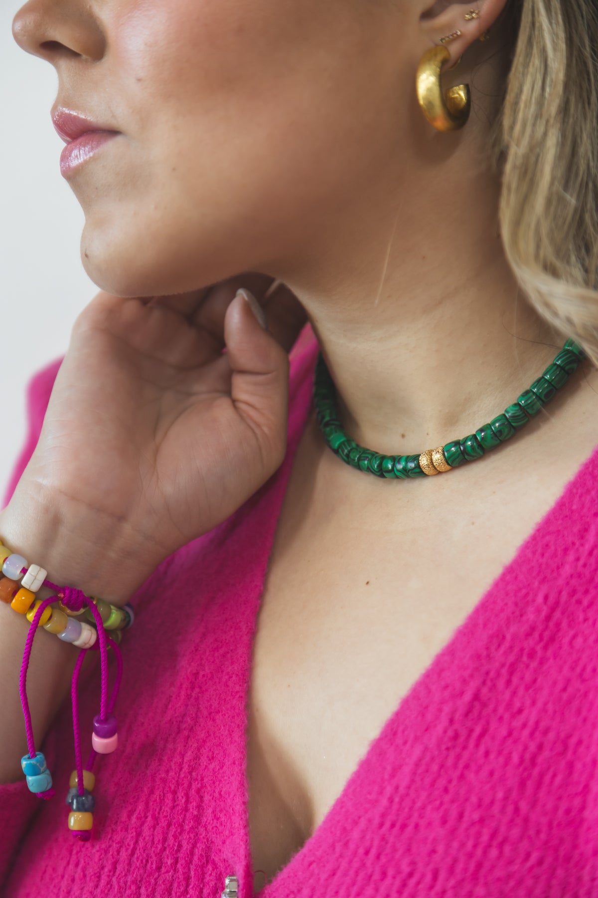 Tutti Frutti Bracelet on Hot Pink Cord