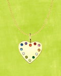 Rainbow Heart Dot Charm Necklace