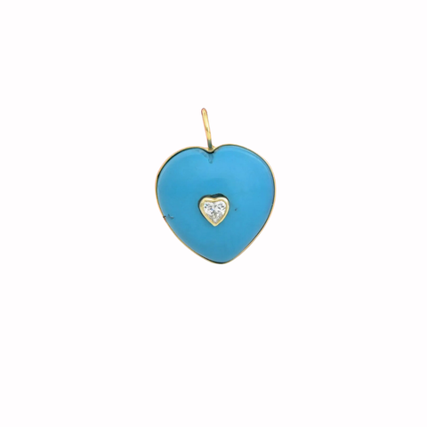 Turquesa Heart with CZ Heart Silver