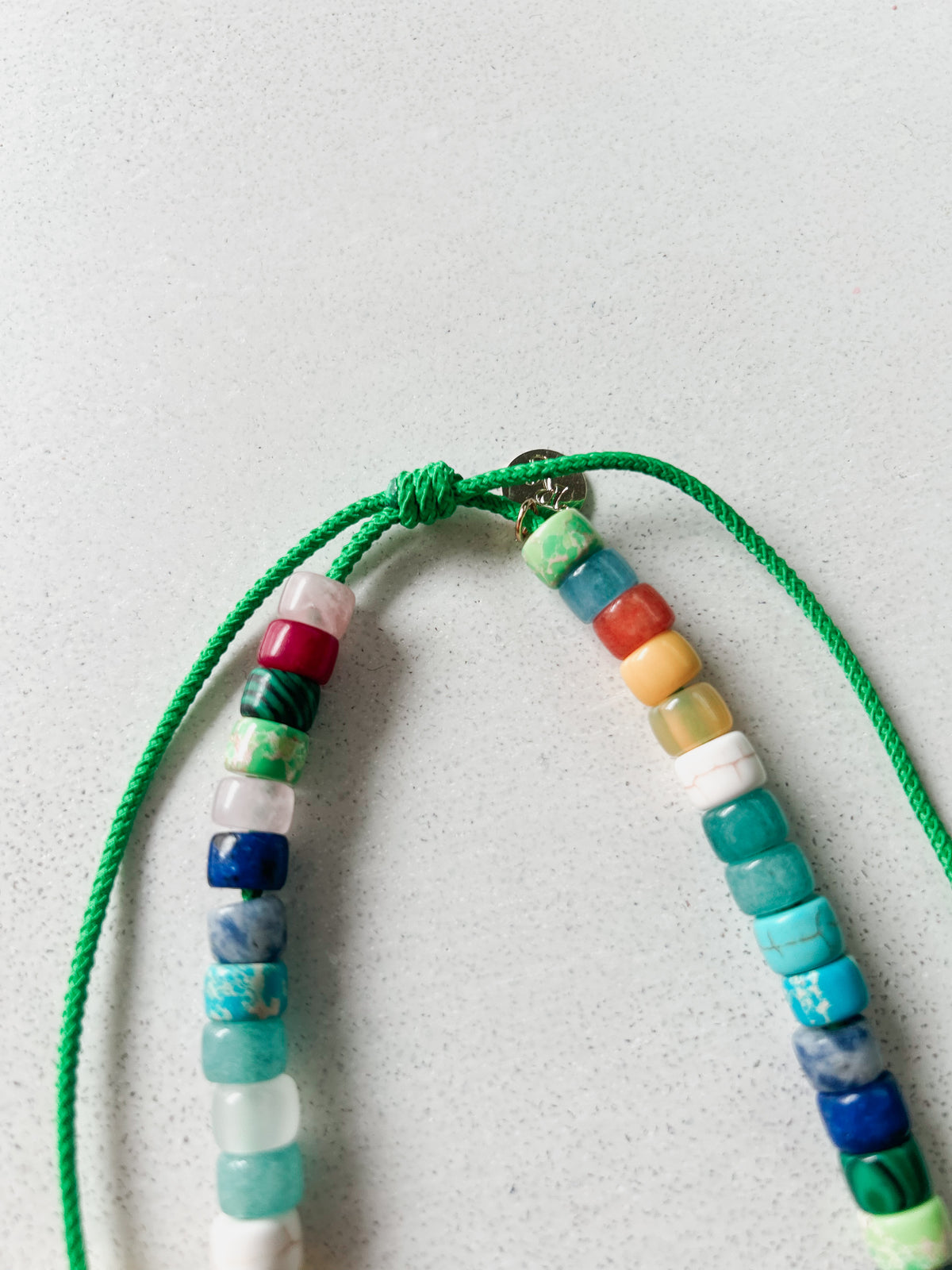 Tutti Frutti Beaded Necklace on Bright Green Cord