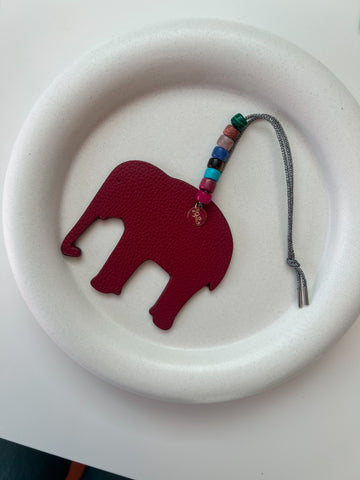 Burgundy Elefante Bag Charm