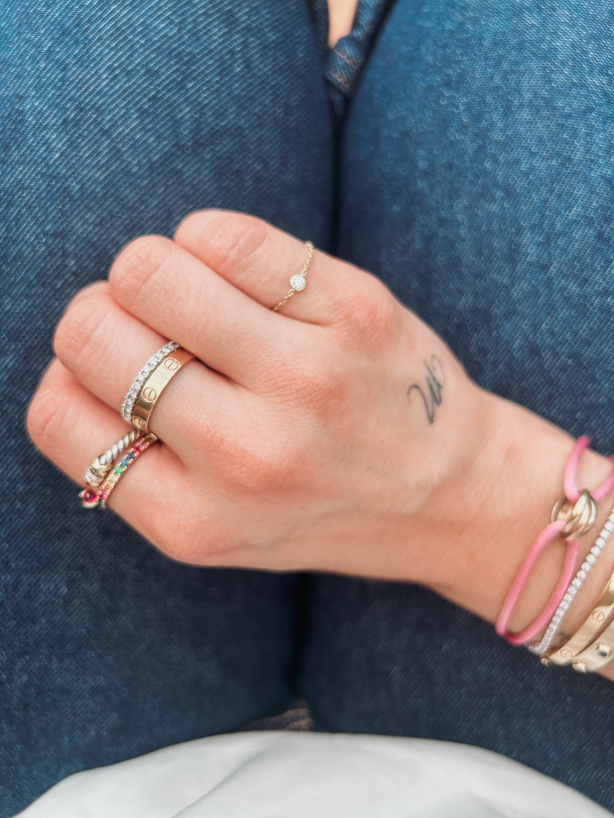 Dainty Chain Pinky Ring 14K Gold