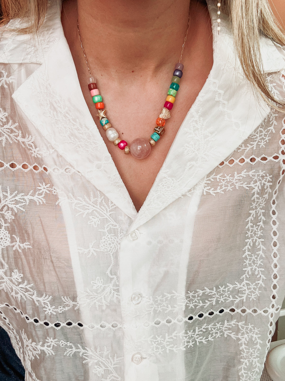 PRE ORDER: Pink Gumball Beaded Necklace on a Paperclip Chain