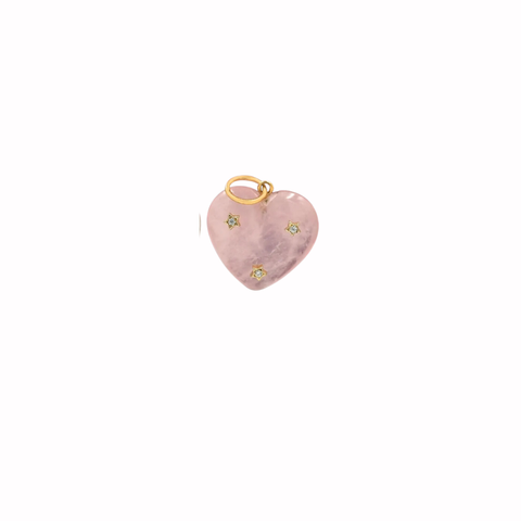 Mini Clear Stars Pink Quartz Heart