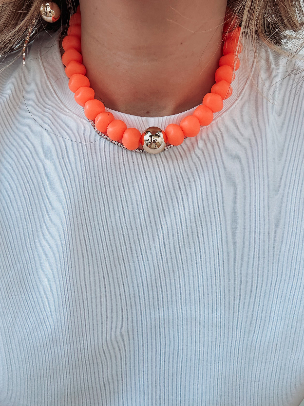 Neon Orange Strand Necklace