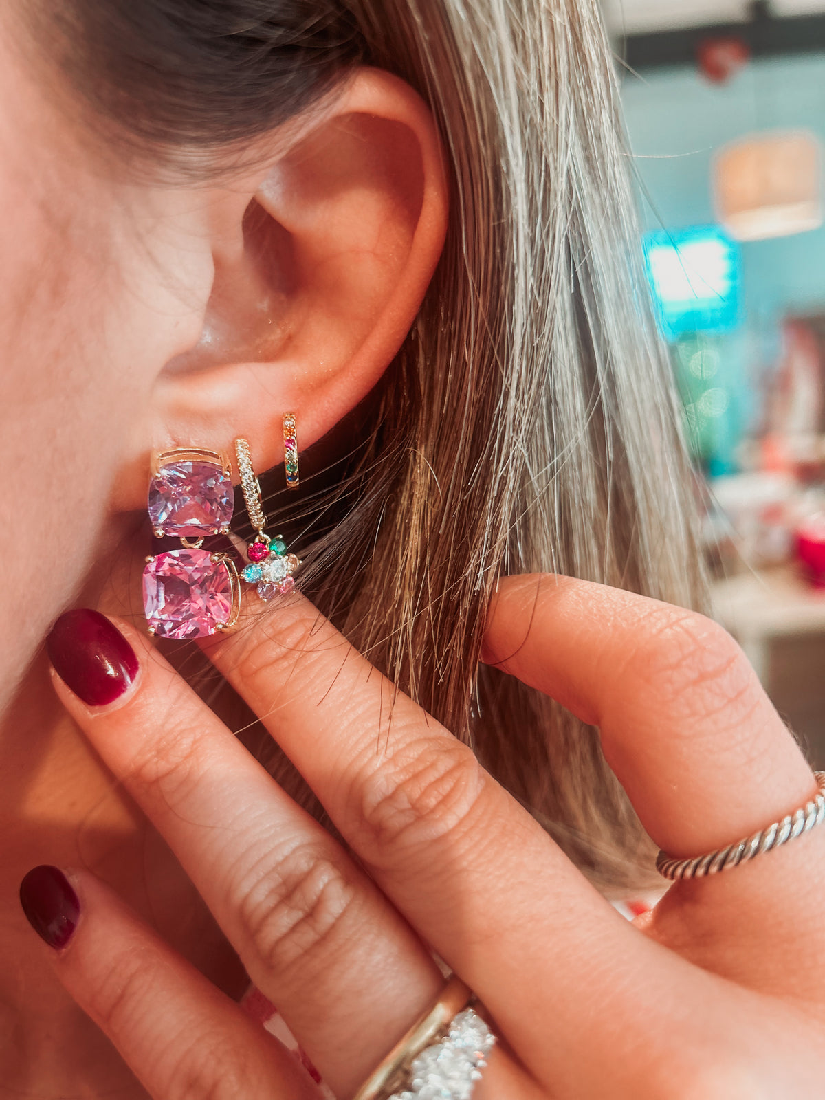 Cotton Candy Dangle Studs