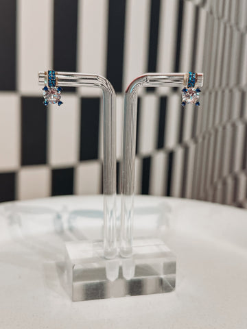 Clear Sparkle Round & Periwinkle Blue CZ Studs
