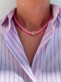 Lollipop Pink Candy Rope Smiley Necklace