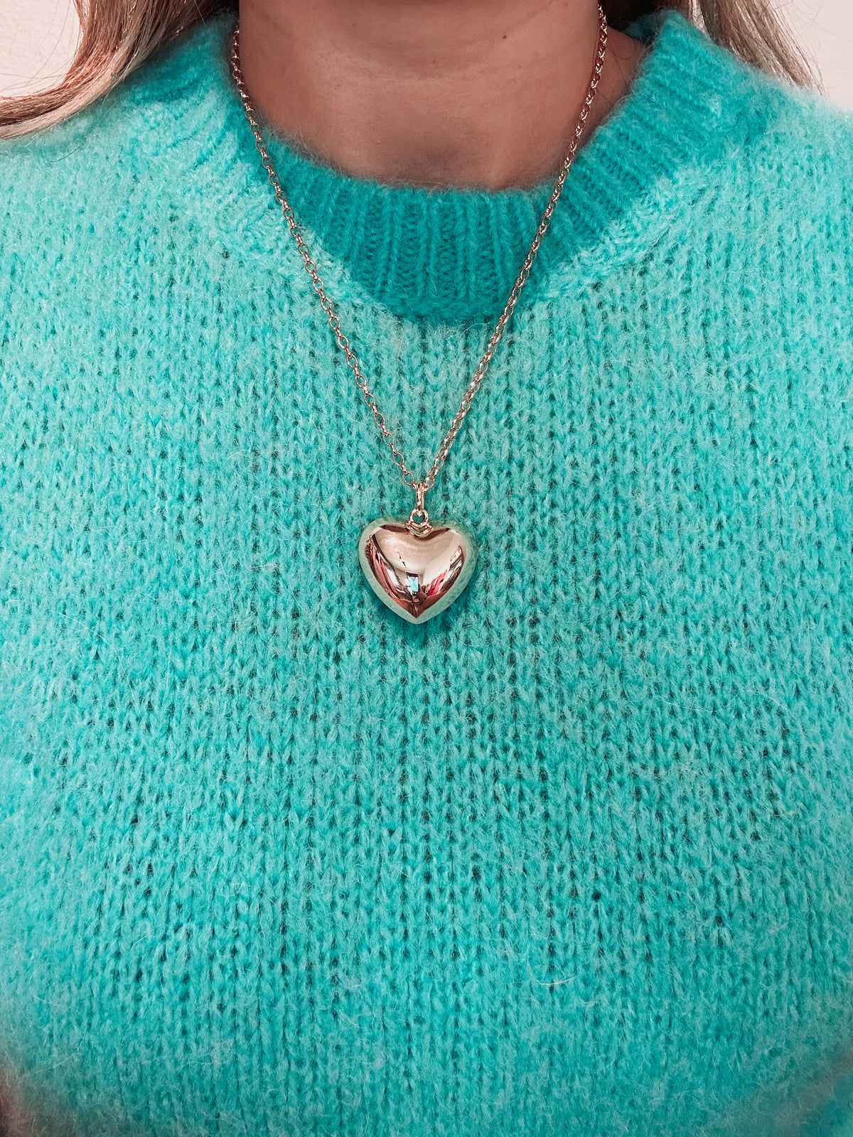 Chunky Puffy Heart Chain Necklace
