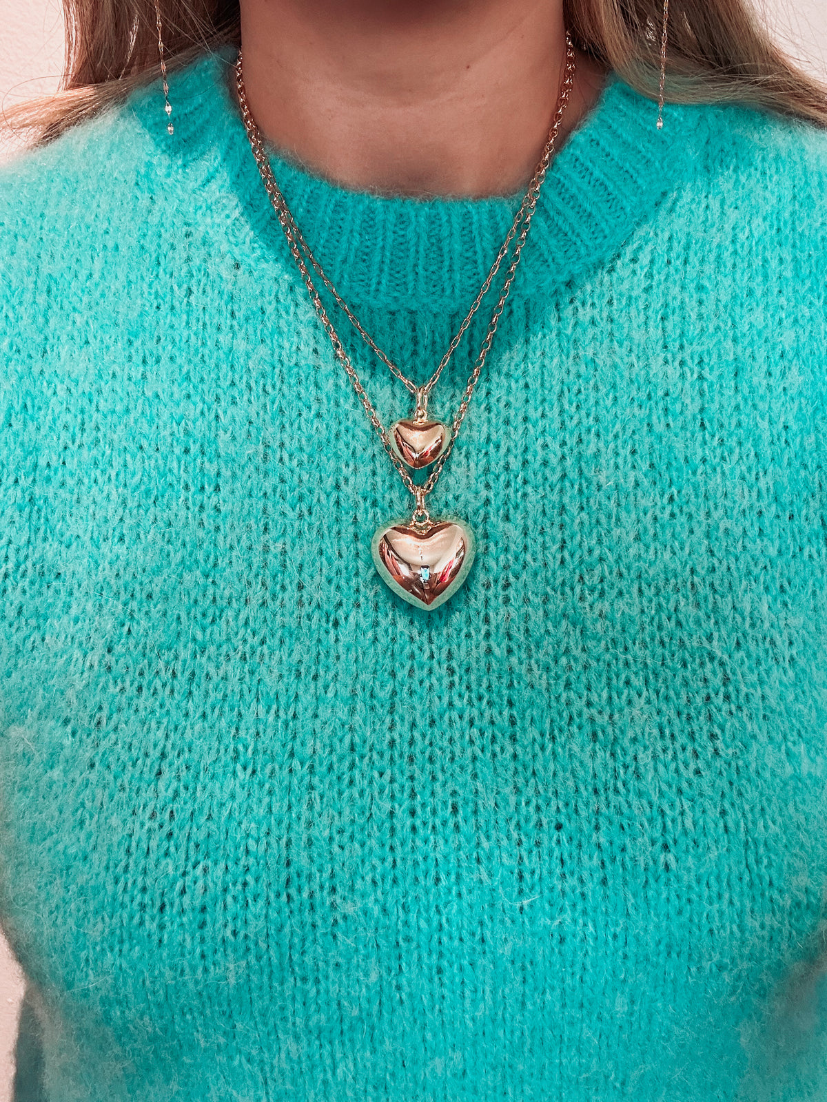 Mini Puffy Heart Paperclip Necklace