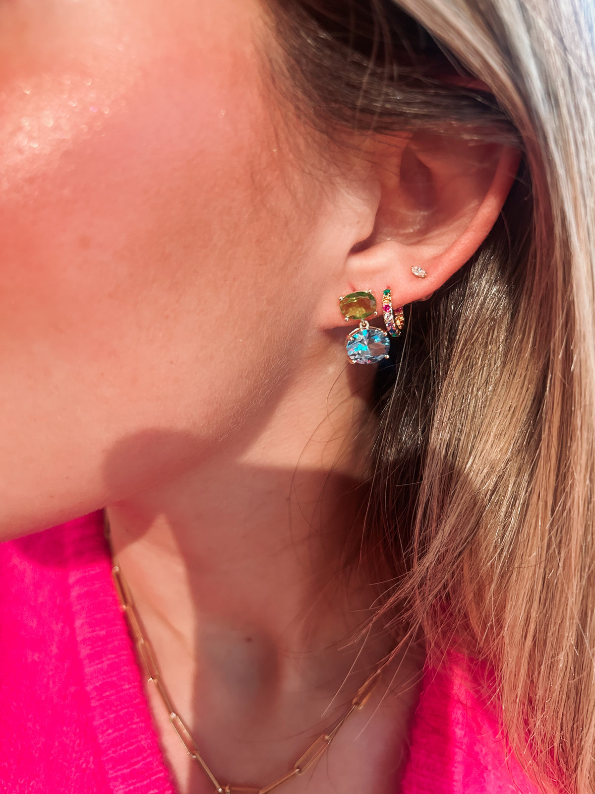 Kiwi & Sky Blue Dangle Studs