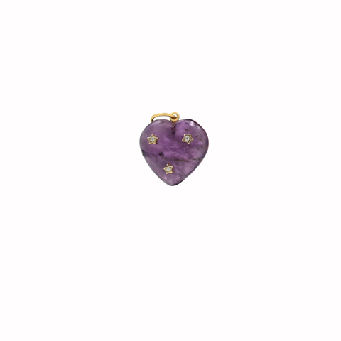 Mini Pink Stars Amethyst Heart