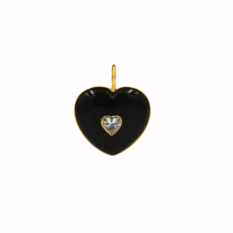 Black Heart with CZ Heart Gold