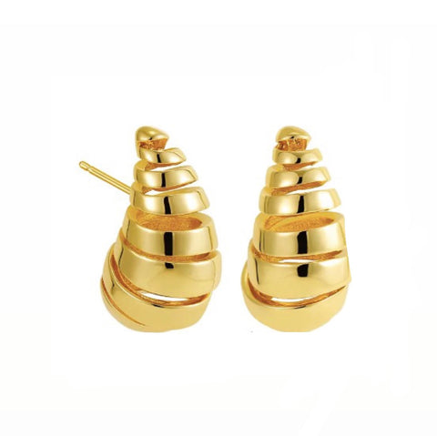 Bold Big Rotini Gold Studs