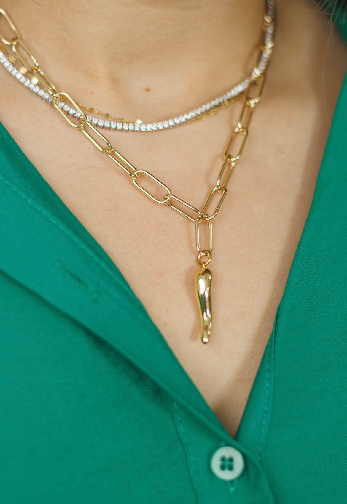 Gold Pepper Charm Edit Necklace