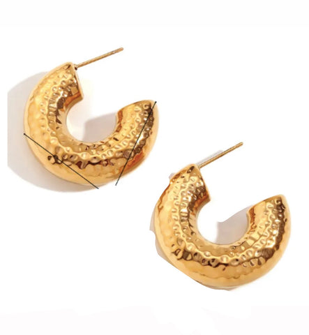 Gold Textured Hoops