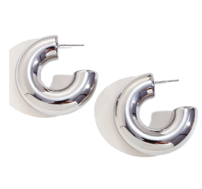 Silver Glossy Chunky Hoops