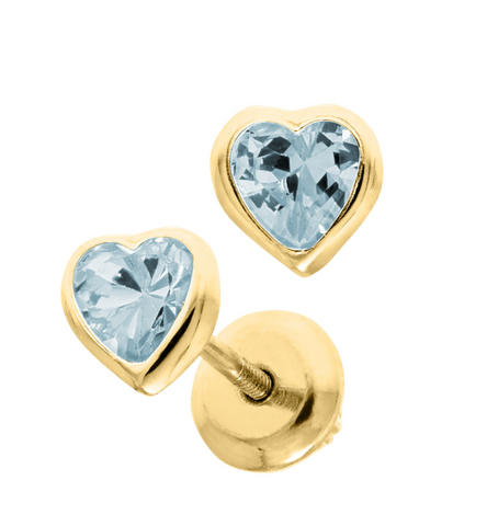 Light Blue 14K Mini Heart Single Stud