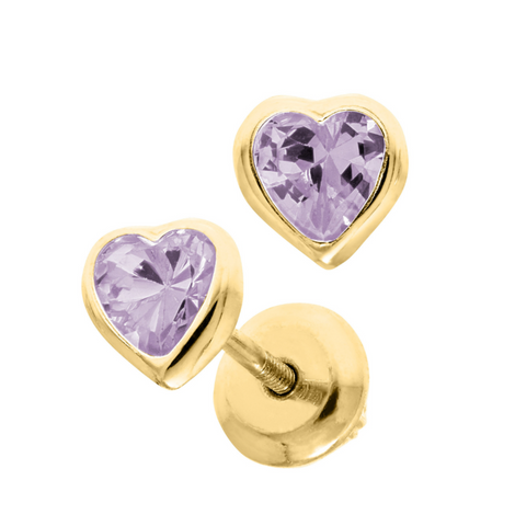 Lavender Haze 14K Mini Heart Single Stud