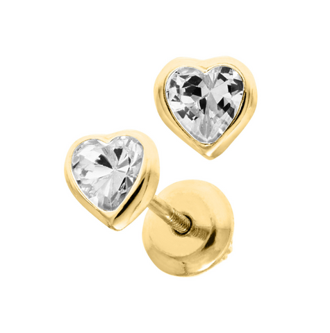 Clear 14K Mini Heart Stud