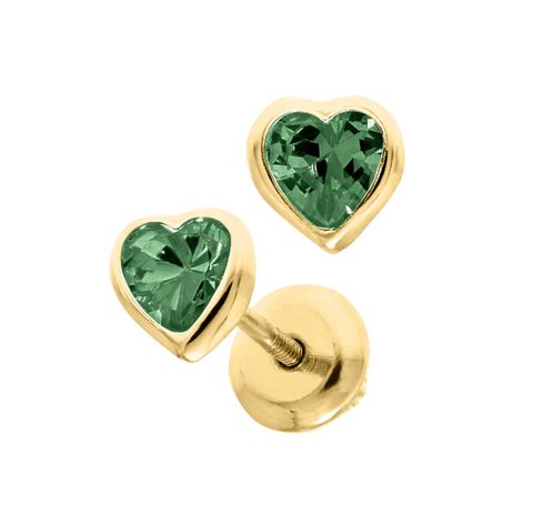 Emerald 14K Mini Heart Stud