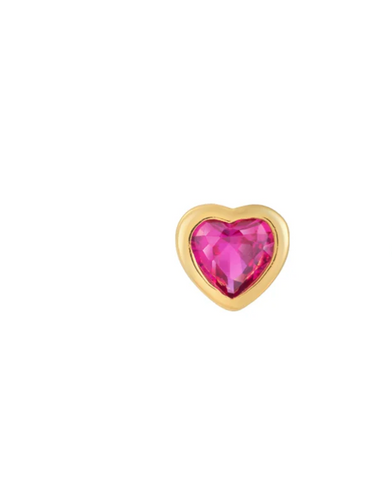 Hot Pink 14K Mini Heart Stud