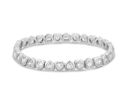 Sparkling Mini Silver Hearts Stretchy Bracelet