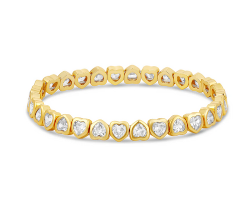 Sparkling Mini Gold Hearts Stretchy Bracelet