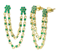Emerald Flower Single Dangle Stud