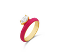 Hot Pink Enamel Gem Ring