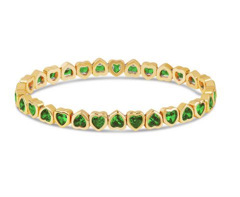 Esmeralda Sparkling Mini Gold Hearts Stretchy Bracelet