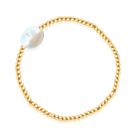 Fresh Water Pearl Gold Beaded Bracelet